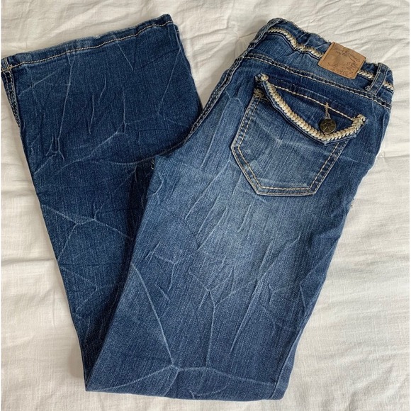 Girls Red Camel Flare Jeans Size 10 - Picture 1 of 7